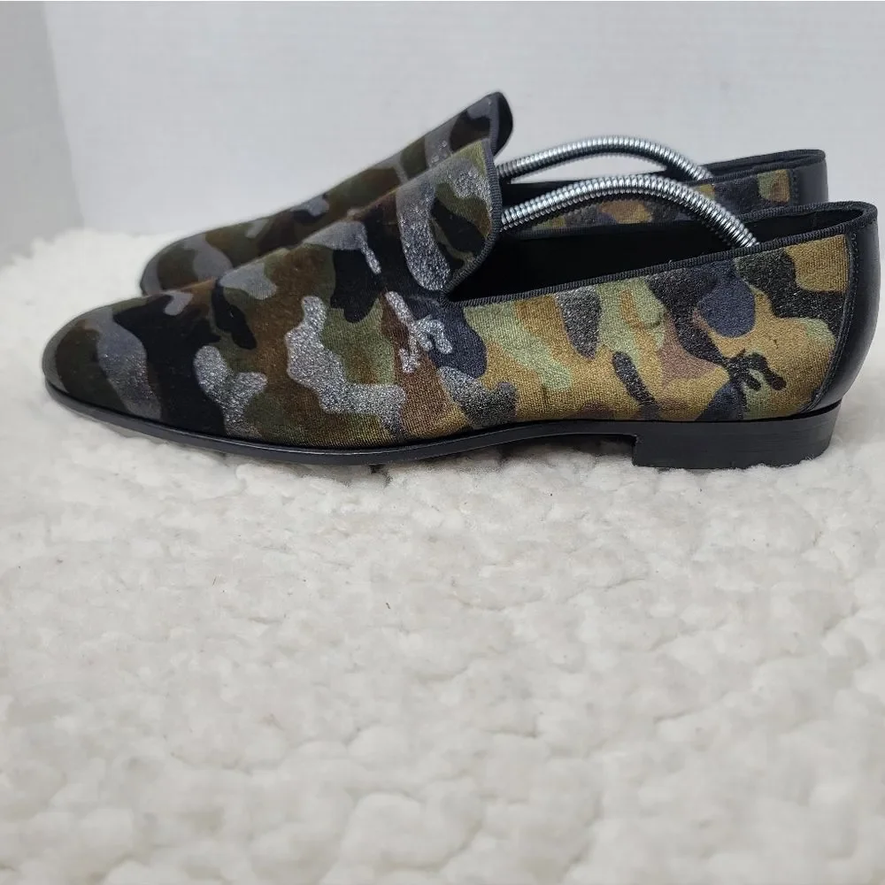 Magnanni Jareth Slip On Loafers 10.5 Men's  Green Camo Suede Dress Shoes Spain.